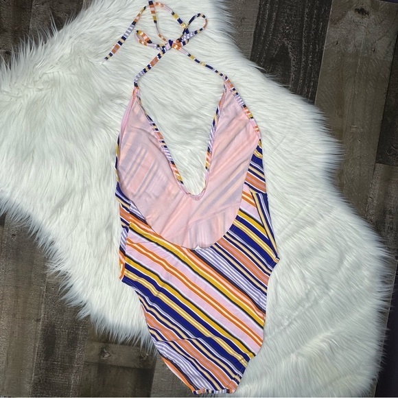 NWOT Bikini Lab Striped One Piece Swimsuit Medium - Picture 4 of 10